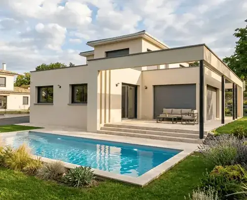 Rénovation de façade sur maison contemporaine